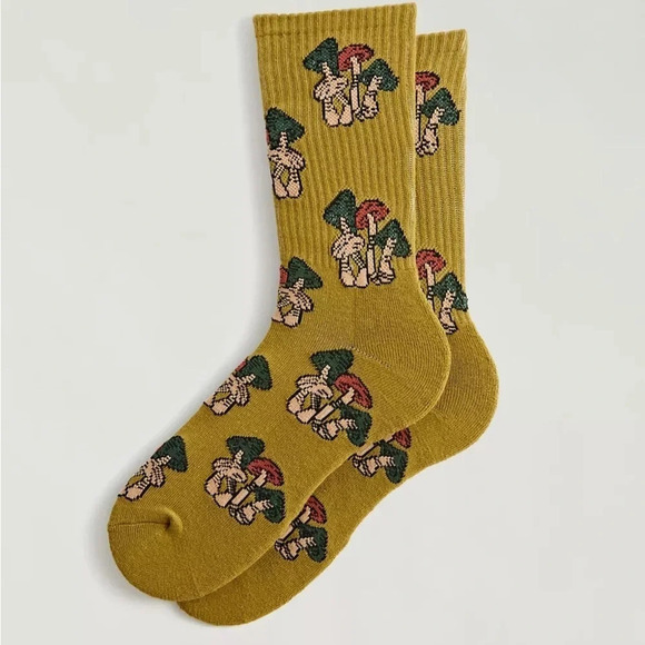 UO Mushroom Icon Crew Sock, Olive, OS, NWT - Picture 1 of 6